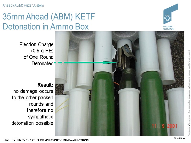 35mm Ahead (ABM) KETF Detonation in Ammo Box Ejection Charge    